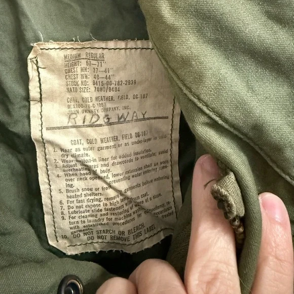 Vintage 1950s–60s USAF OG-107 Cold Weather Field Jacket w/ Original Patches - Picture 6 of 10